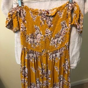 Off the Shoulder Yellow Midi Dress Size L